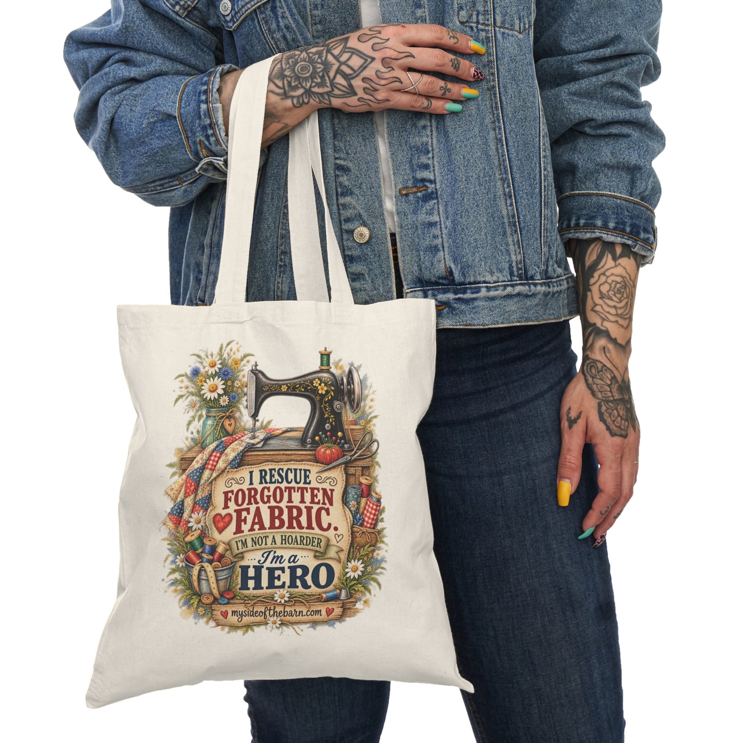 Fabric Addicted Cotton Tote Bag | Funny Quilting and Sewing Gift