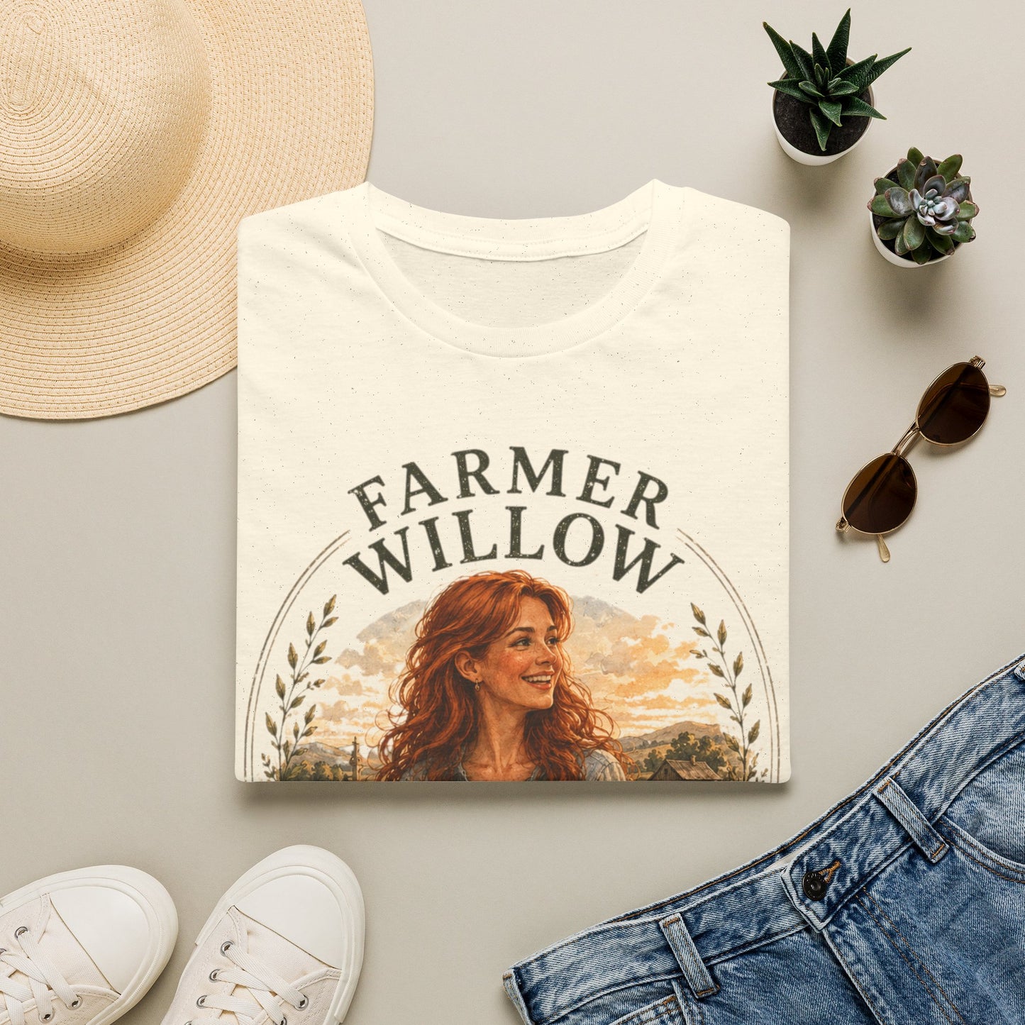 Farmer Willow Graphic T-Shirt — Vintage Country Farm Woman Tee