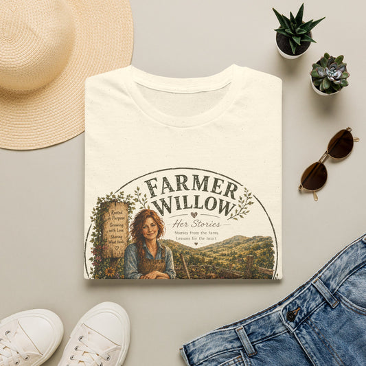 Farmer Willow T-Shirt — Vintage Farmland Graphic Tee ("Farmer Willow: Her Stories")