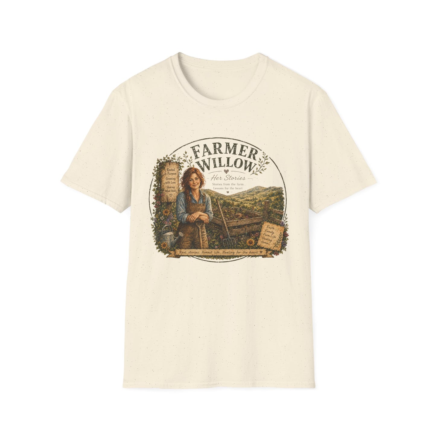 Farmer Willow T-Shirt — Vintage Farmland Graphic Tee ("Farmer Willow: Her Stories")