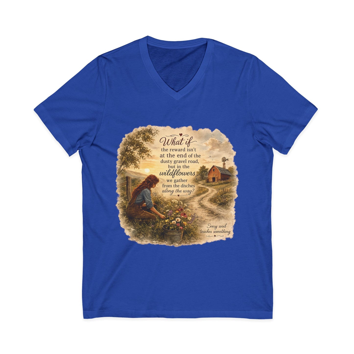 Country Girl Picking Wildflowers Tee | Rustic Farmhouse Faith Artwork